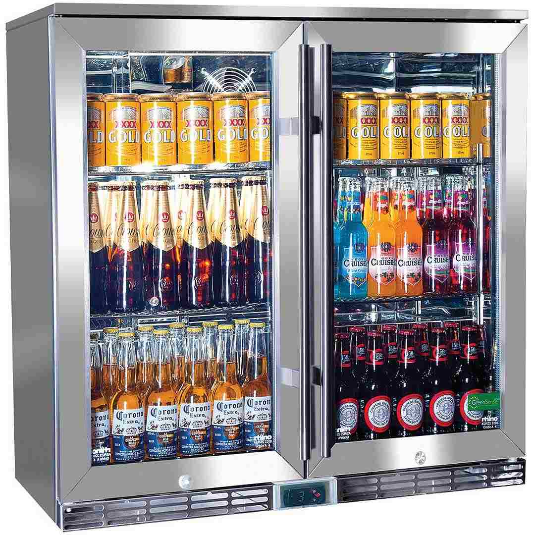 Rhino – GSP Stainless Steel Twin Door Alfresco Glass Door Bar Fridge